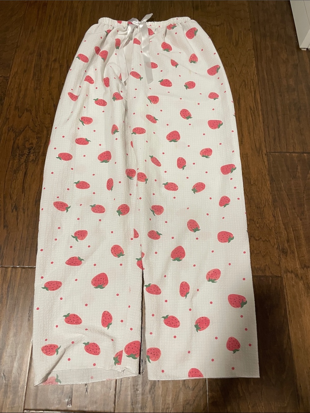 Girls' White Strawberry-Print Pajama Pants